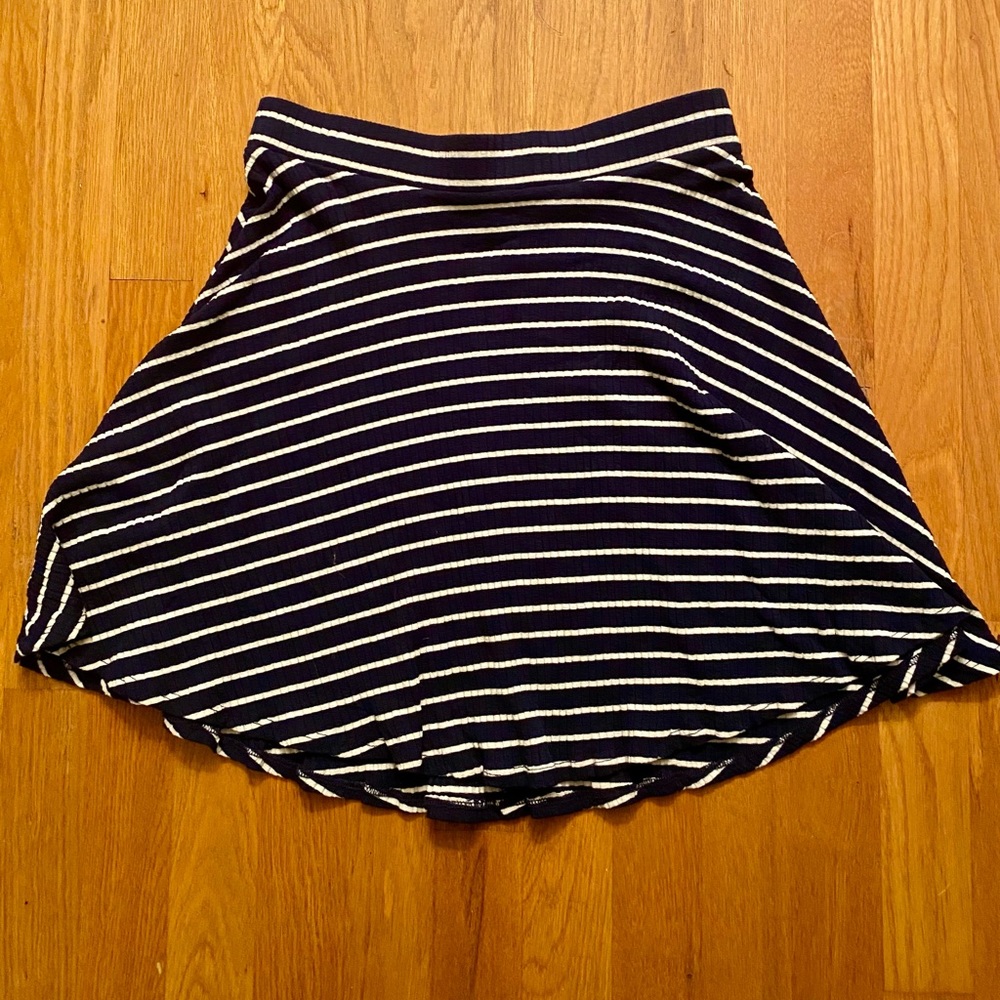 Blue and white striped skirt
